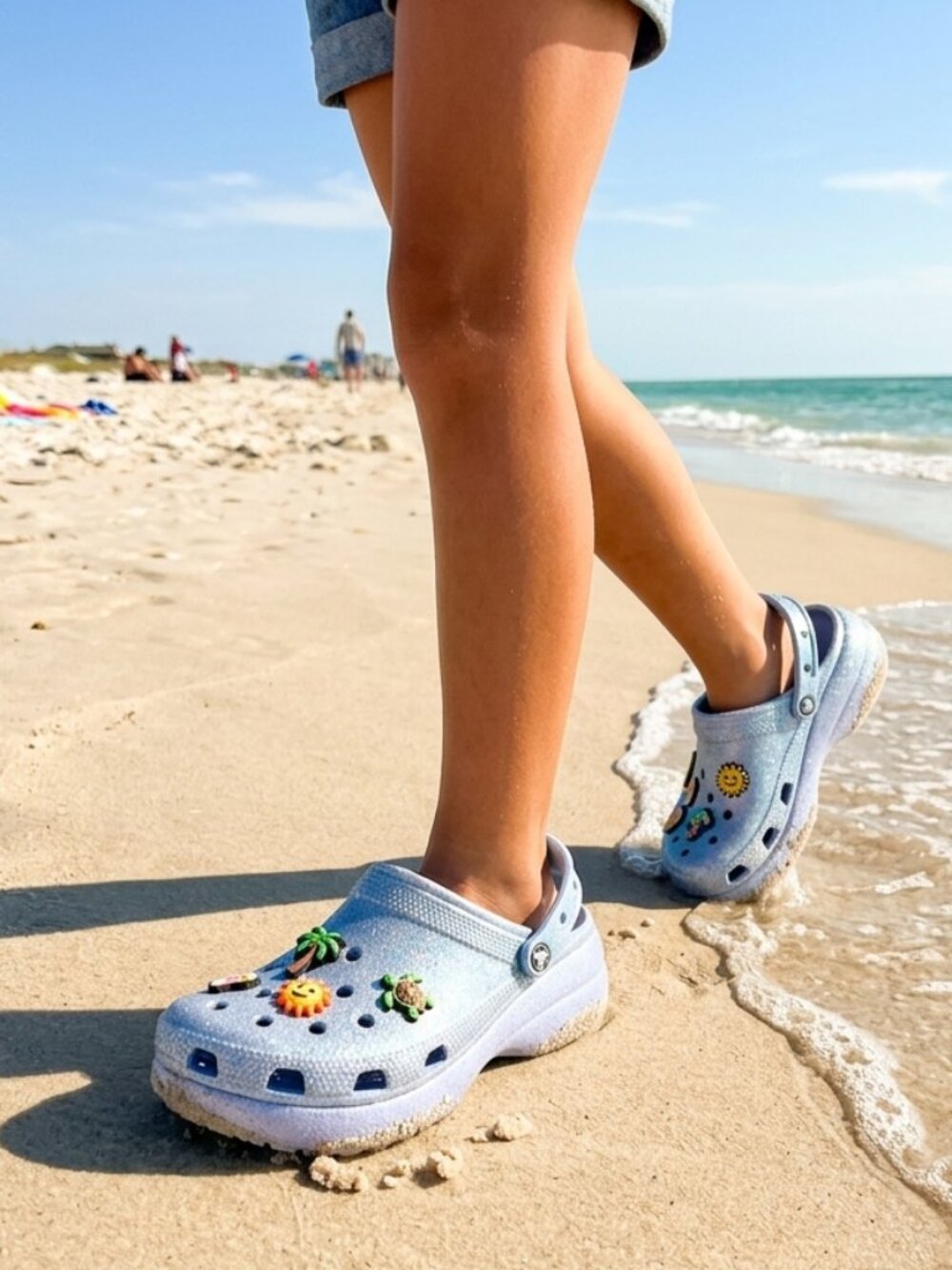 CROCS Women's Classic Platform Glitter Clogs